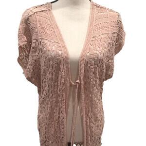 DO Everything in Love Taille Unique Dusty Rose Crochet Duster Cover Up,  One Sz